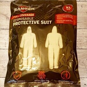 Protective Suit Liquid Resistant Breathable Fabrics with Hood & Boot Covers. XL